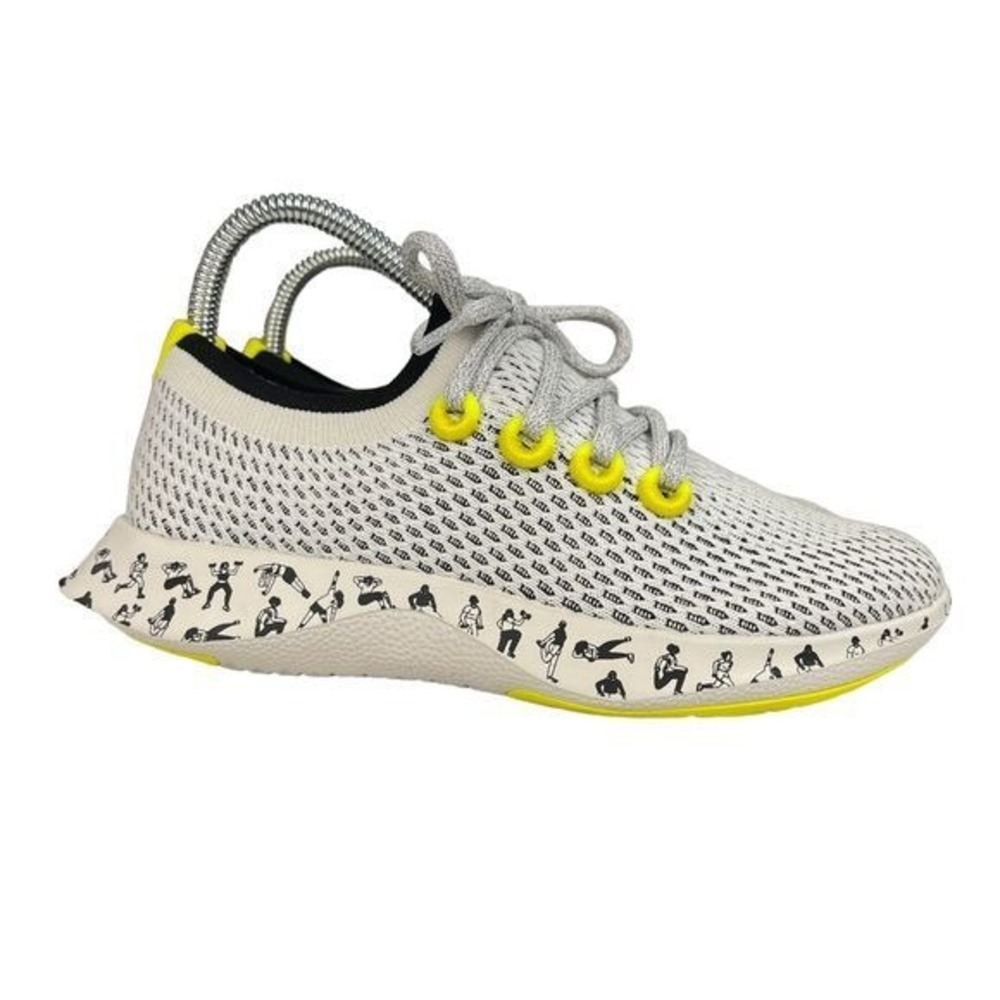 Allbirds Tree Dasher Sneakers Women 6.5 White Yellow Graphic Print Running Shoe